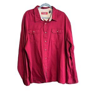 Men's 3XL Wrangler Long Sleeve Button Up Maroon Shirt. 100% Cotton.